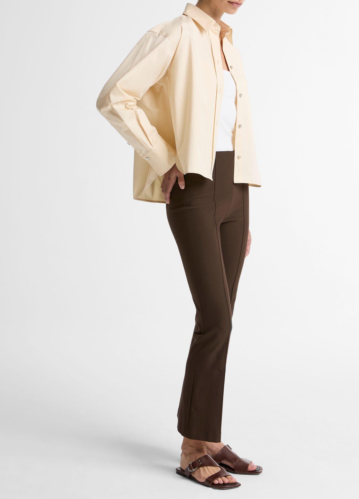 NIKI MID RISE PINTUCK CROP FLARE PANT WILLOW