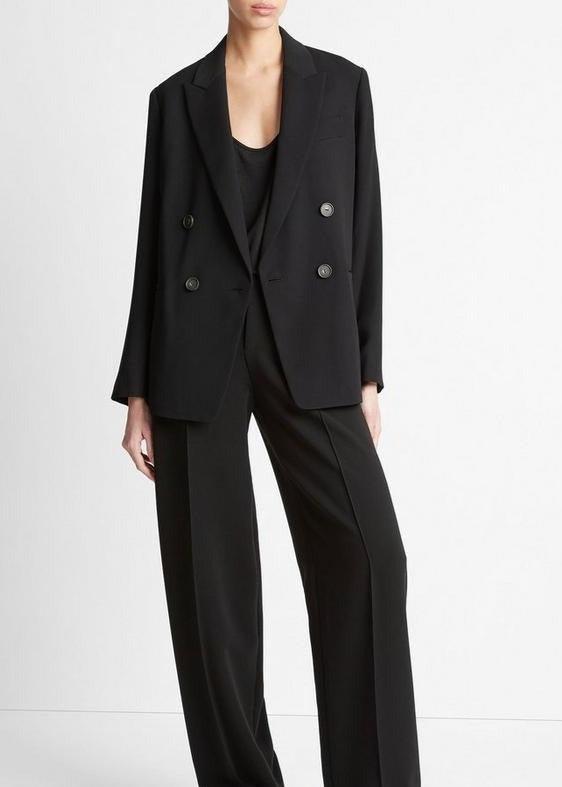 BLACK CREPE DOUBLE BREASTED BLAZER