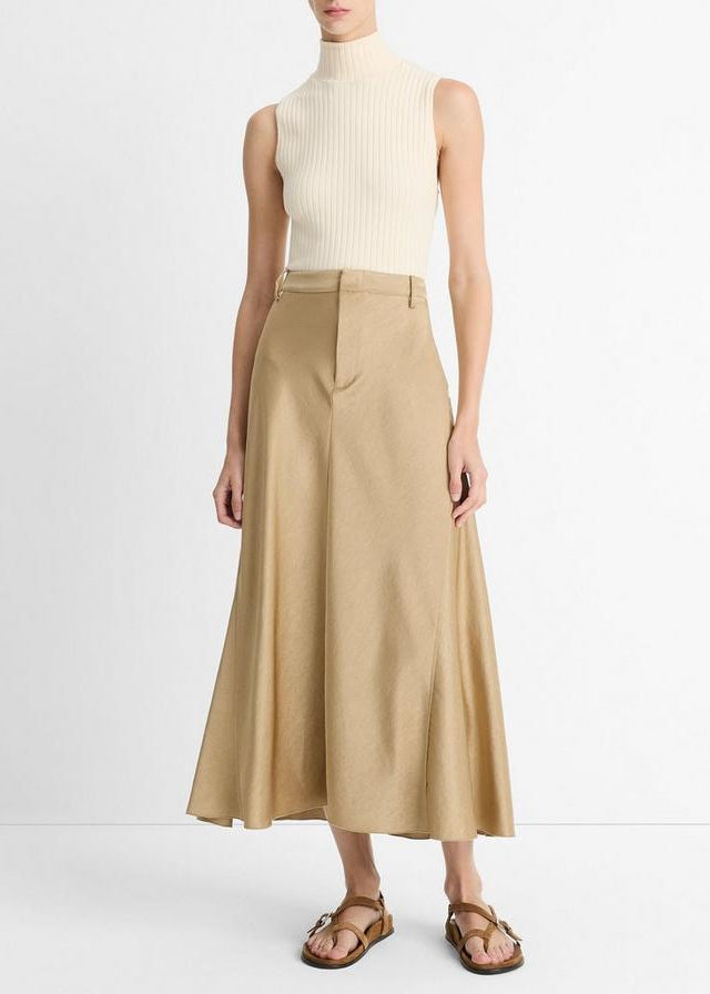 SATIN A LINE SKIRT W TROUSER INSPIRED DETAIL