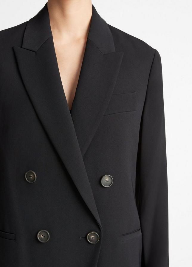 BLACK CREPE DOUBLE BREASTED BLAZER