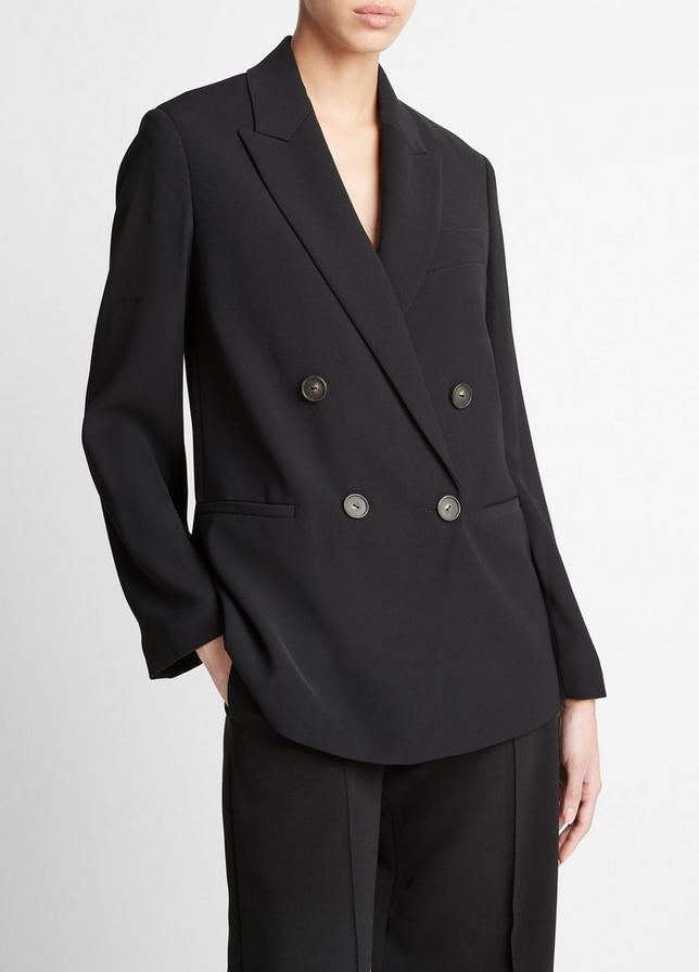 BLACK CREPE DOUBLE BREASTED BLAZER