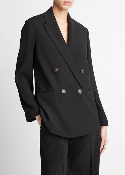BLACK CREPE DOUBLE BREASTED BLAZER