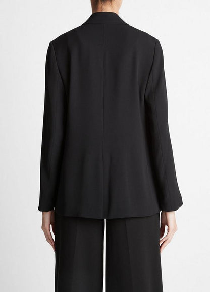 BLACK CREPE DOUBLE BREASTED BLAZER