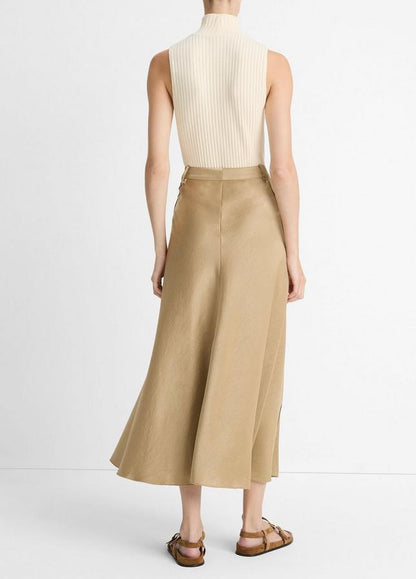 SATIN A LINE SKIRT W TROUSER INSPIRED DETAIL