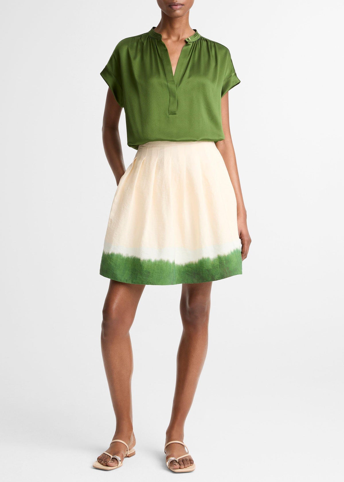 Dip Dye Pleated Skirt by Vince - view 1