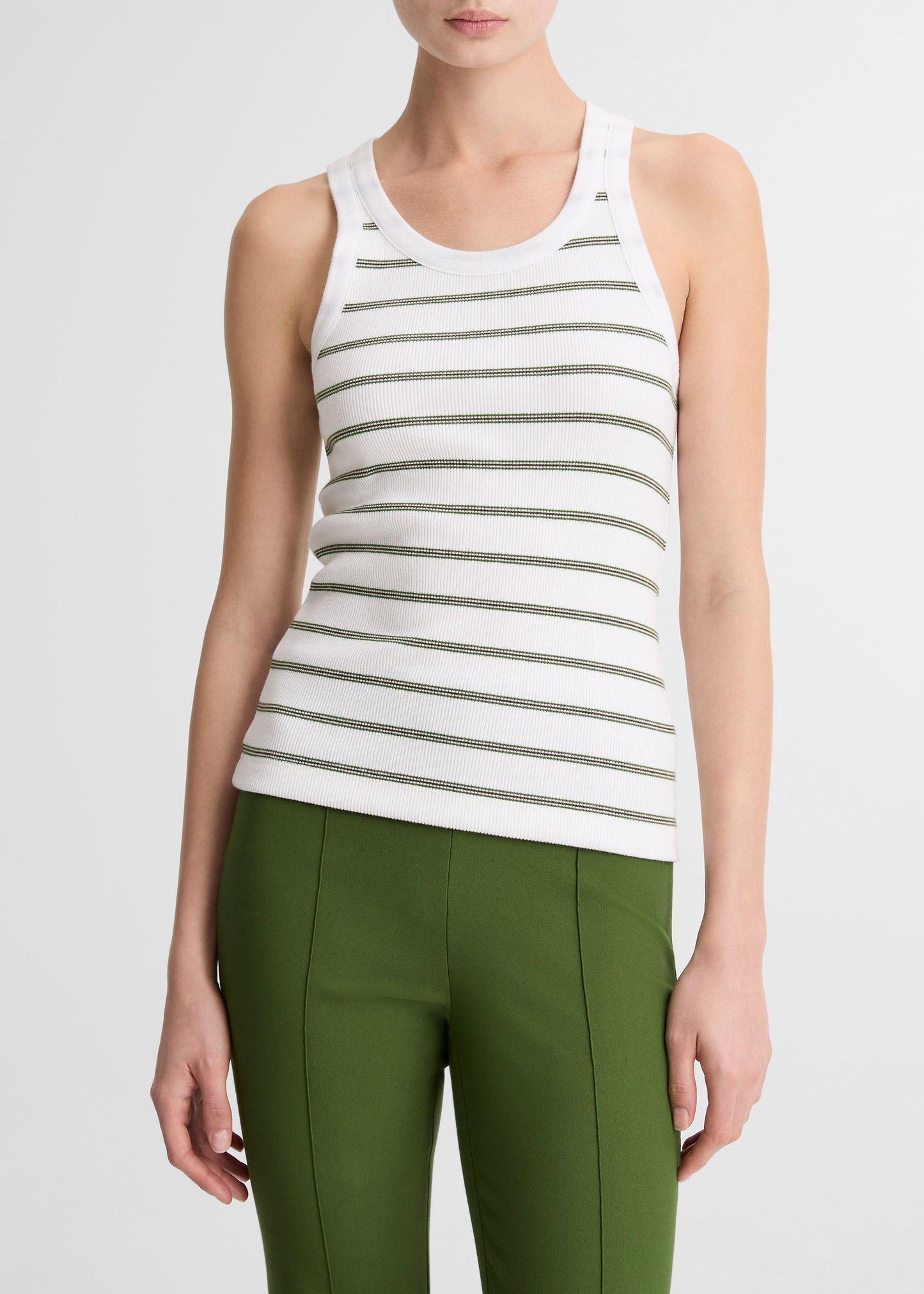 Stripe Scoop Neck Tank Herb Combo by Vince - view 1