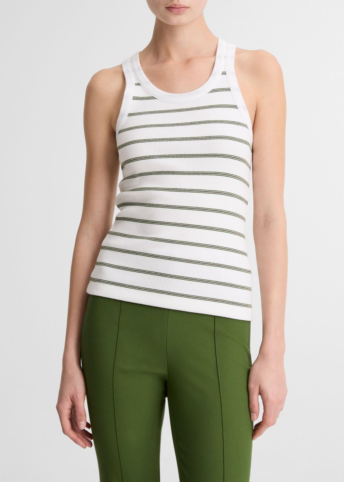 Stripe Scoop Neck Tank Herb Combo by Vince - view 1