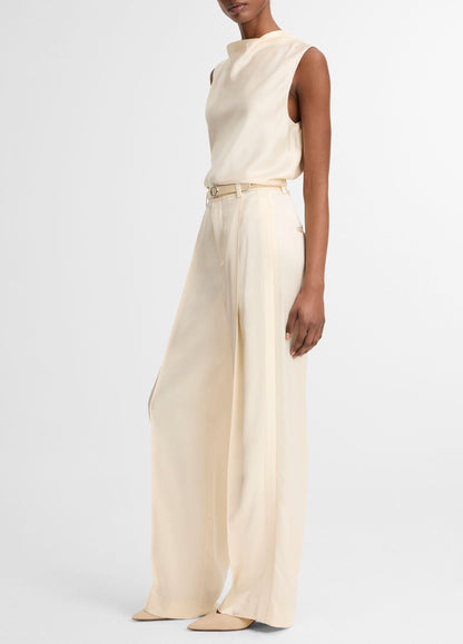 HIGH WAIST SATIN TROUSER FLAX