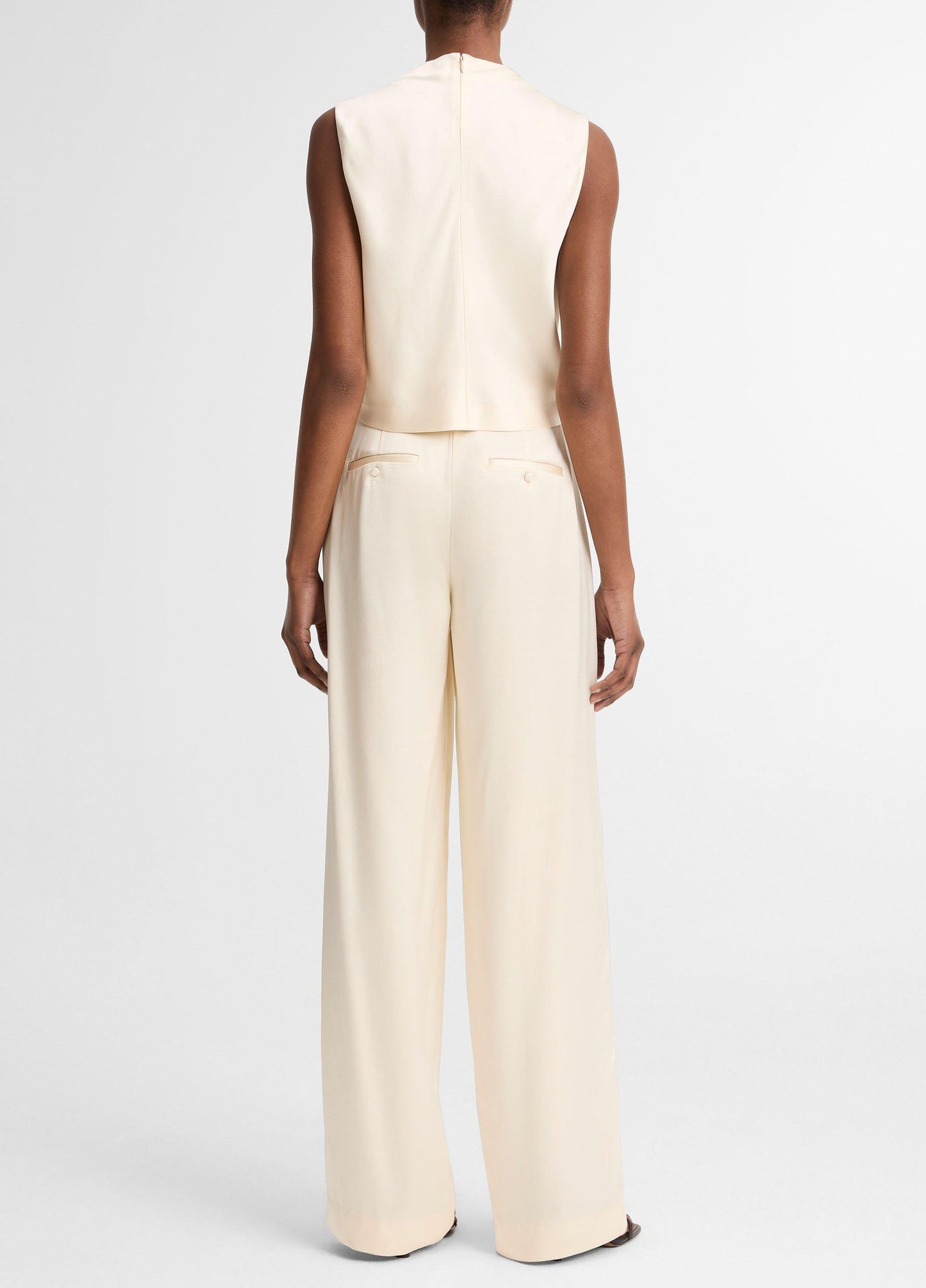 HIGH WAIST SATIN TROUSER FLAX