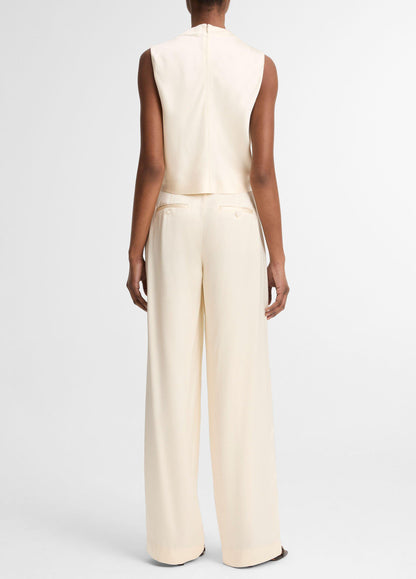 HIGH WAIST SATIN TROUSER FLAX