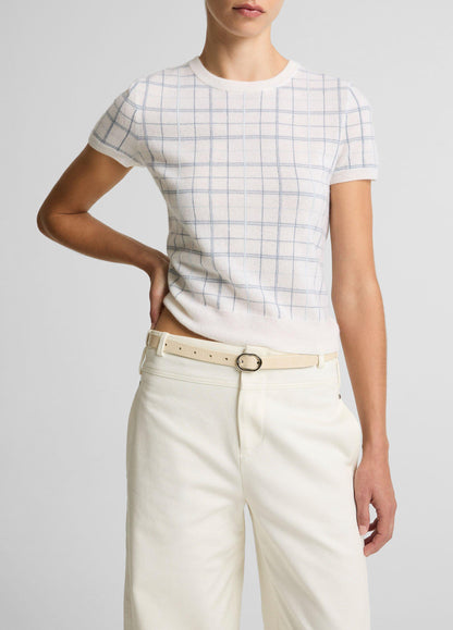 PLAID S/S CREW LAGOON COMBO