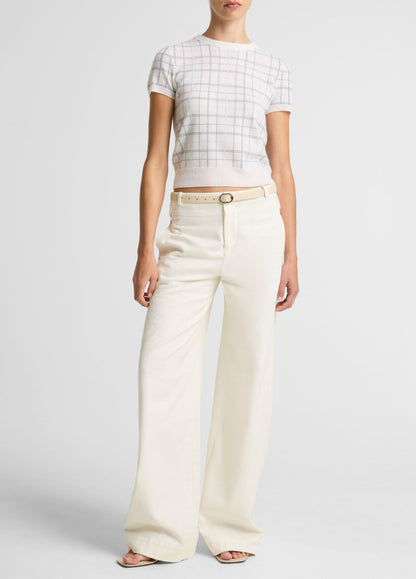 PLAID S/S CREW LAGOON COMBO