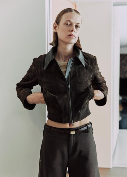 SUEDE SHRUNKEN BOMBER WILLOW