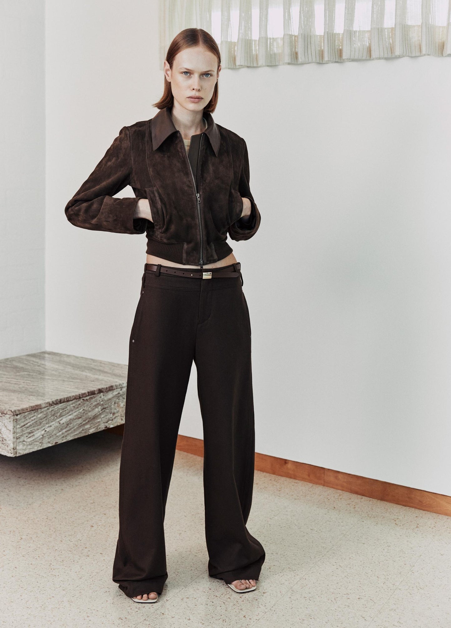 SUEDE SHRUNKEN BOMBER WILLOW