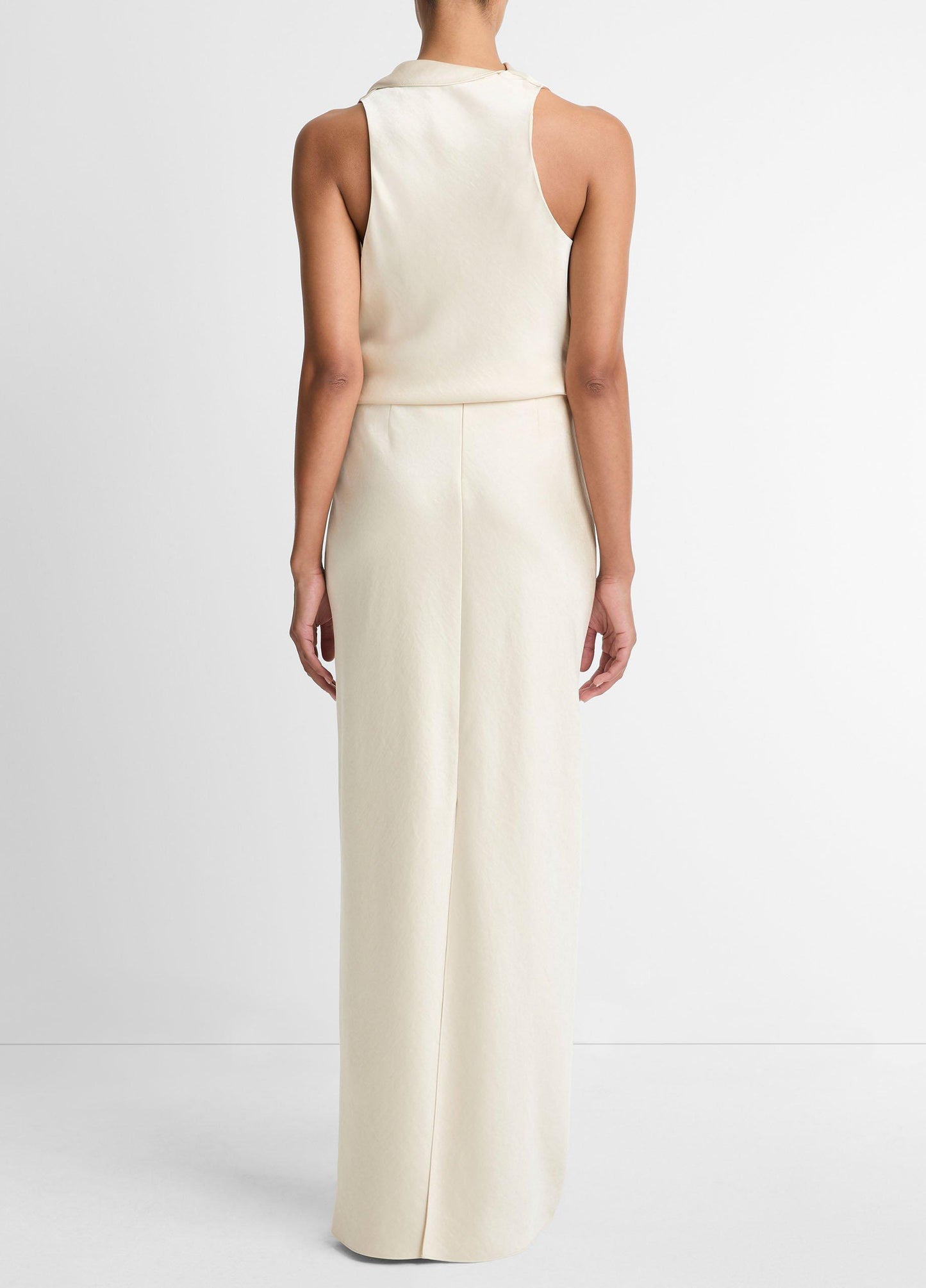 FLUID SATIN BIAS COLUMN SKIRT