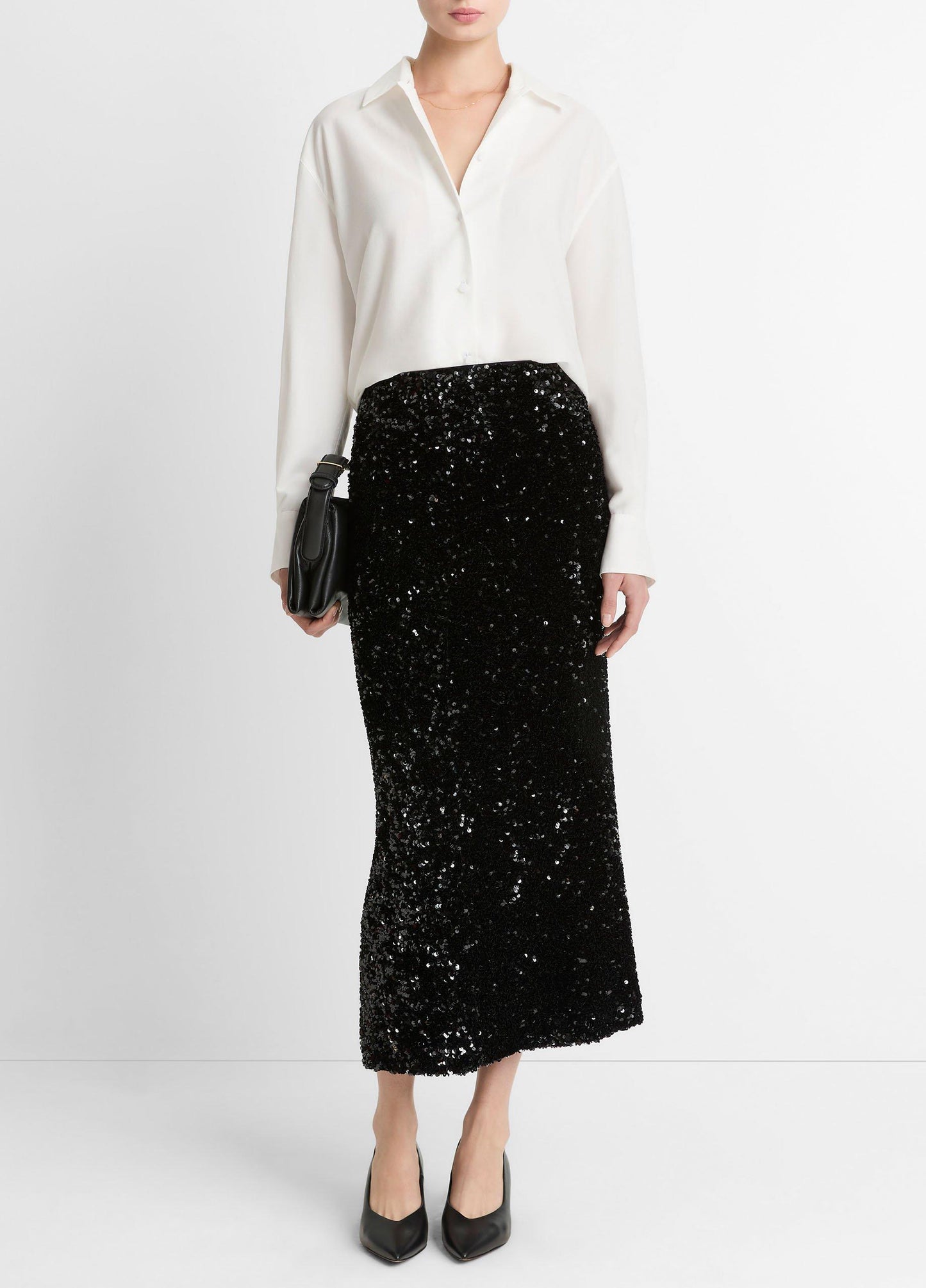 SEQUINS ON VELVET COLUMN MAXI SKIRT