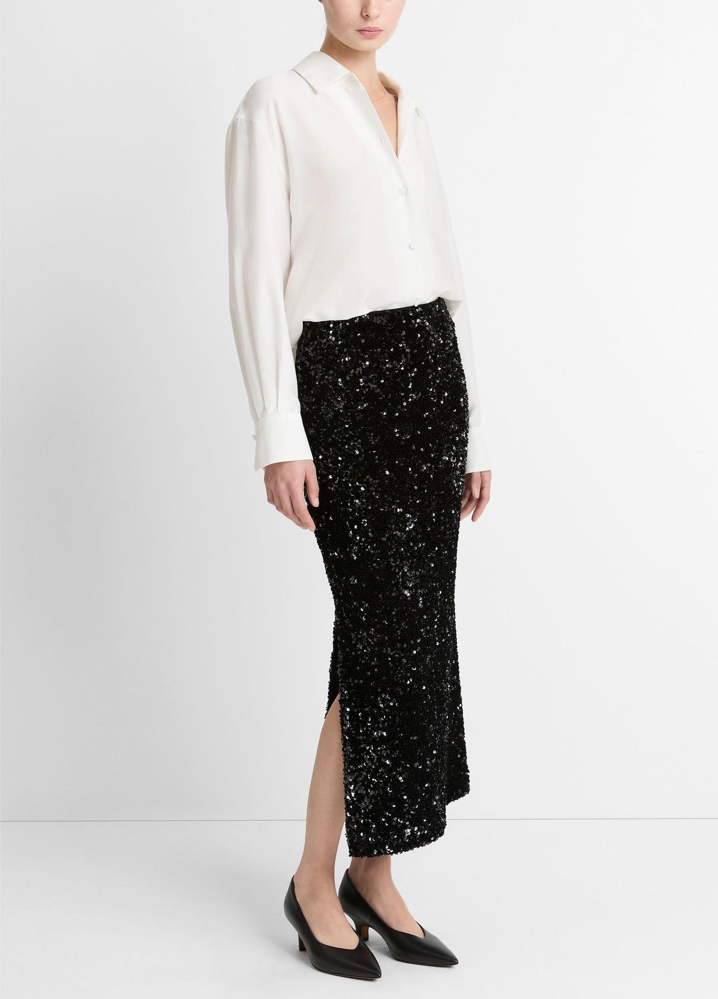 SEQUINS ON VELVET COLUMN MAXI SKIRT