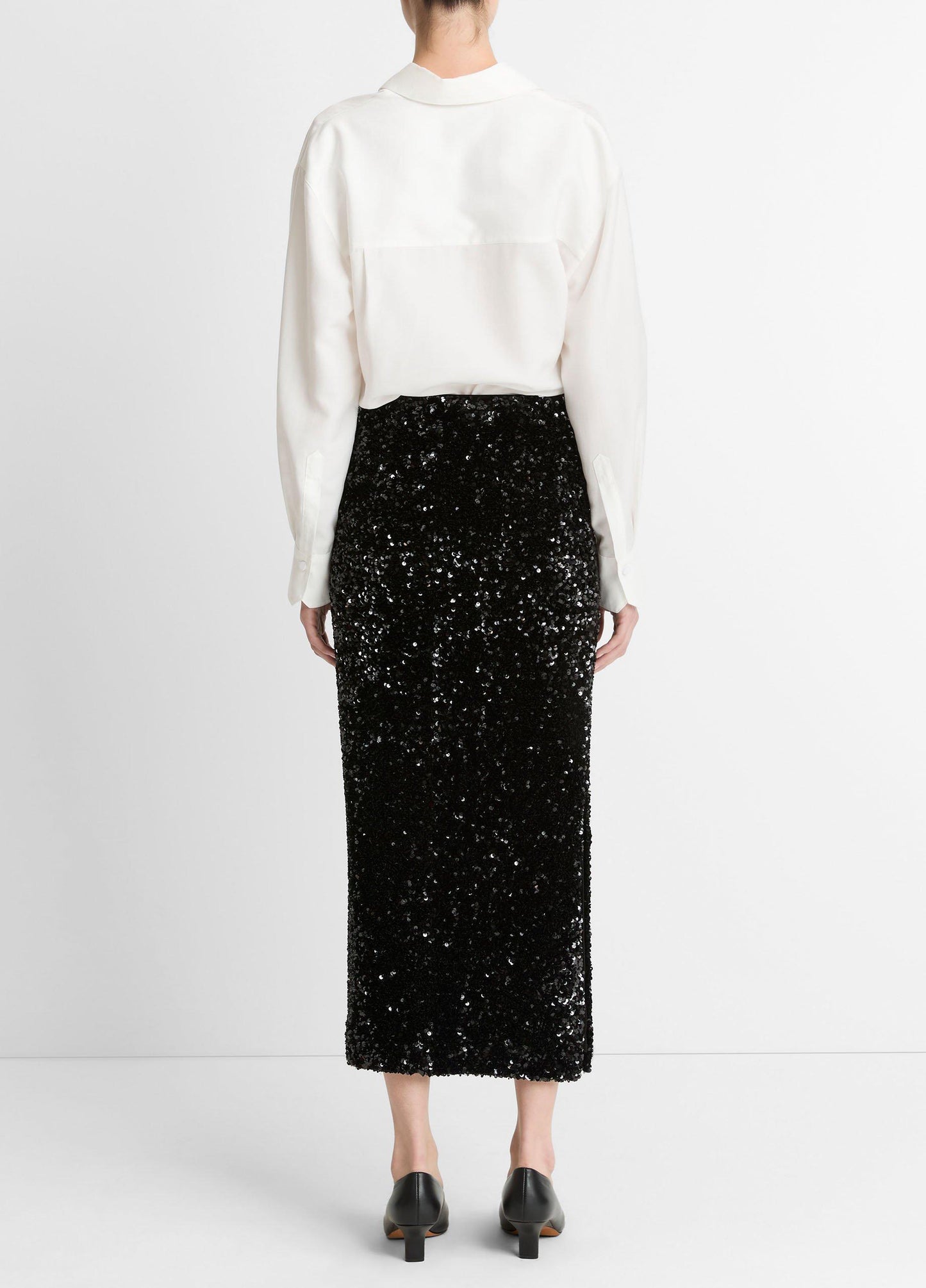 SEQUINS ON VELVET COLUMN MAXI SKIRT