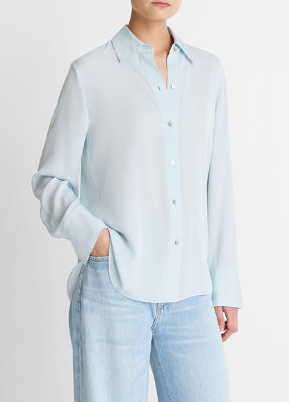STRETCH SILK BUTTON FRONT BLOUSE