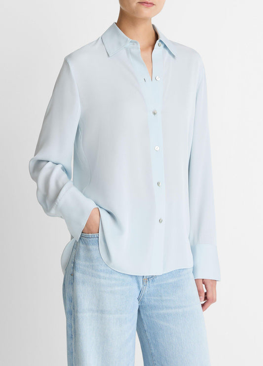 STRETCH SILK BUTTON FRONT BLOUSE