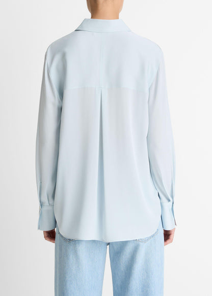 STRETCH SILK BUTTON FRONT BLOUSE