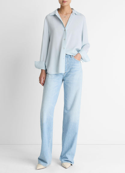 STRETCH SILK BUTTON FRONT BLOUSE