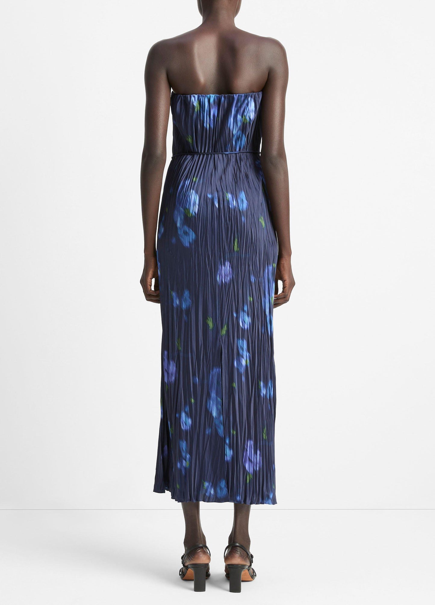 POPPY BLUR CRUSHED COLUMN DETACHABLE STRAP DRESS