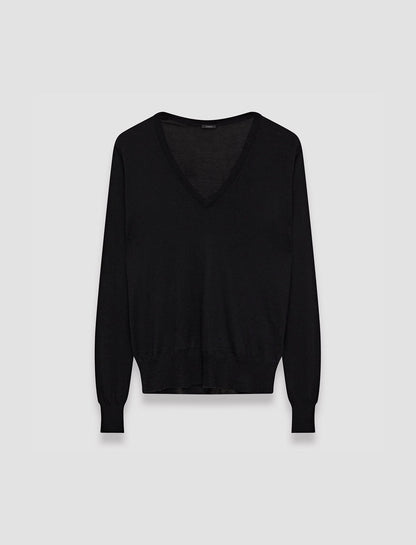 CASHAIR V- NECK JUMPER BLACK
