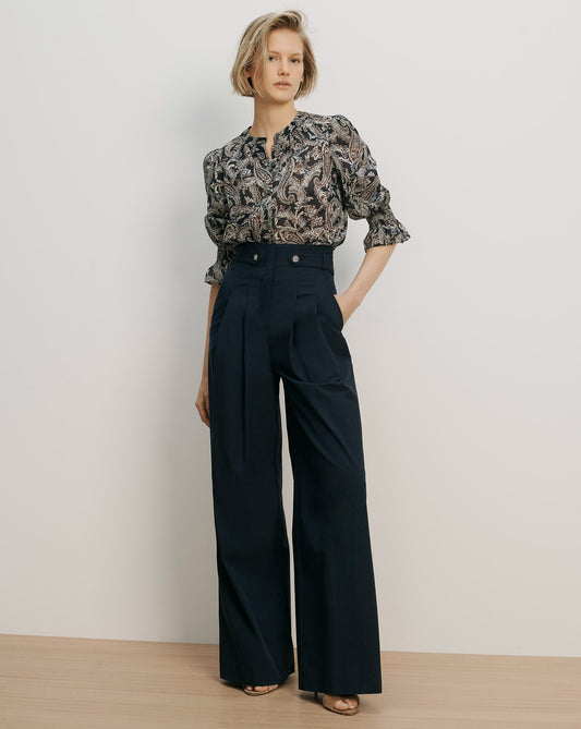 3/4 ASHLYNN BLOUSE IN NAVY MULTI
