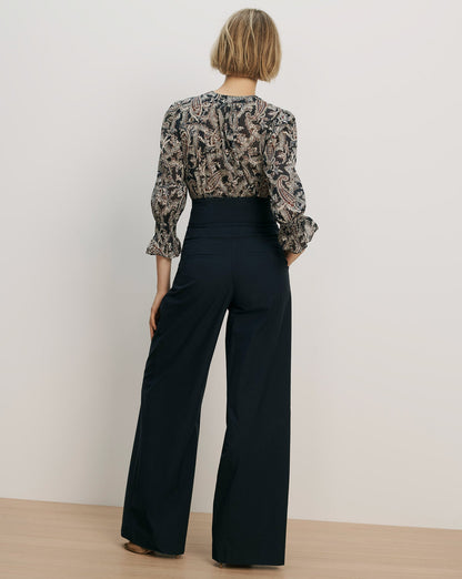 3/4 ASHLYNN BLOUSE IN NAVY MULTI