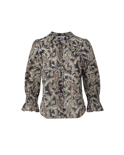 3/4 ASHLYNN BLOUSE IN NAVY MULTI