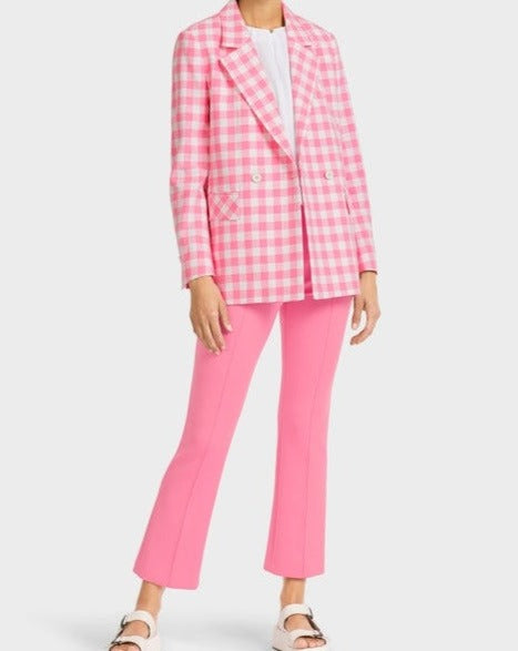 DOUBLE BREASTED BLAZER W PINK VICHY CHECK