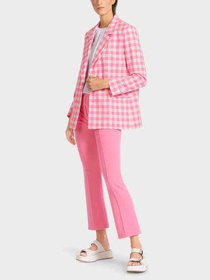 DOUBLE BREASTED BLAZER W PINK VICHY CHECK