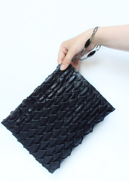 "THE CLUTCH" BLACK ORIGAMI LEATHER