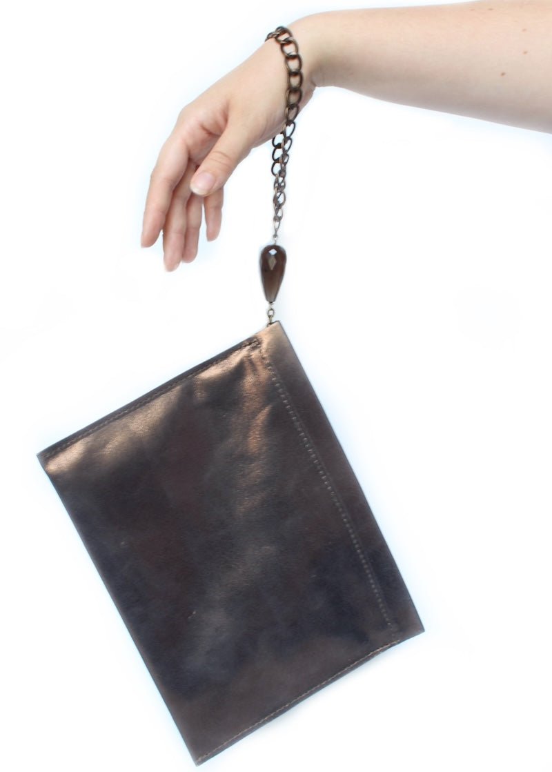 "THE CLUTCH" IN BRONZE LEATHER