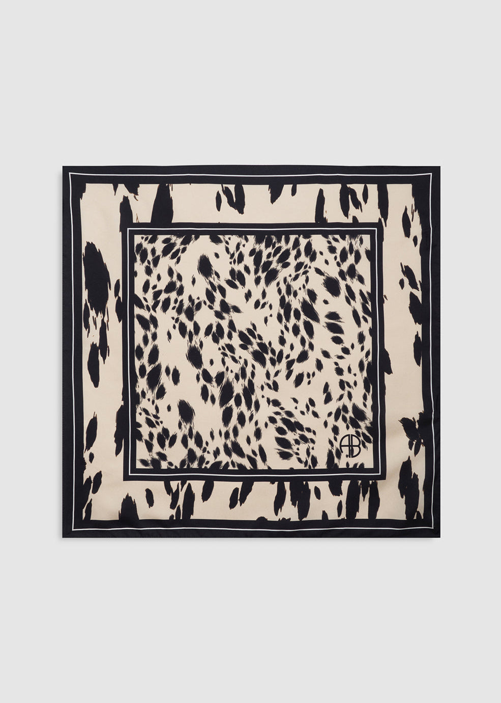 ANINE BING York Silk Leopard Scarf In Pearl White - image 2