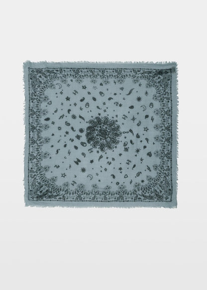 Blue bandana with a pattern on a white background