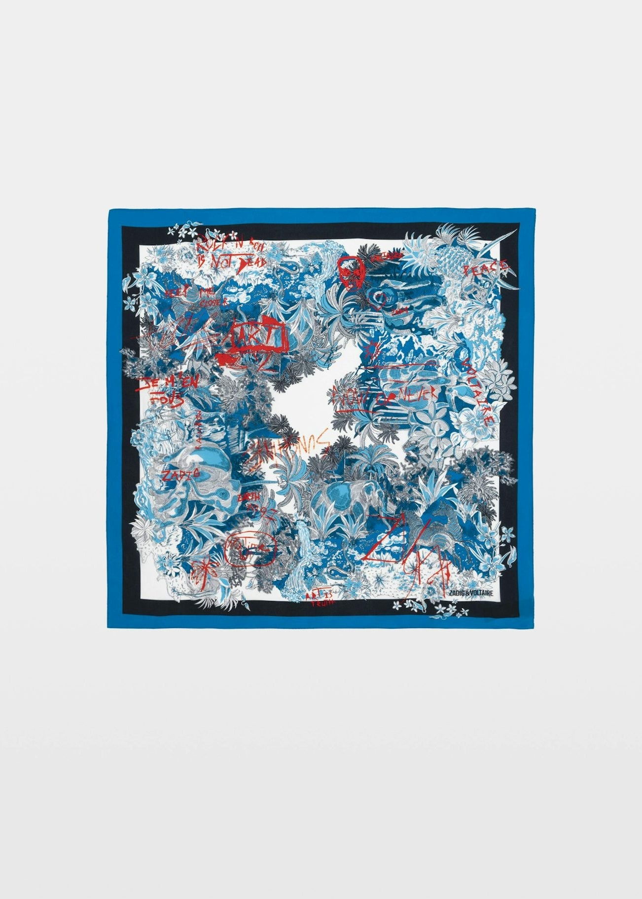 Decorative scarf with abstract pattern on a white background