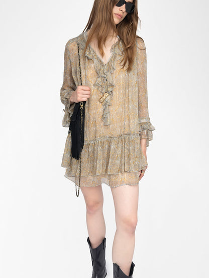 RALICE MOUSSELINE PAISLEY CHIFFON DRESS