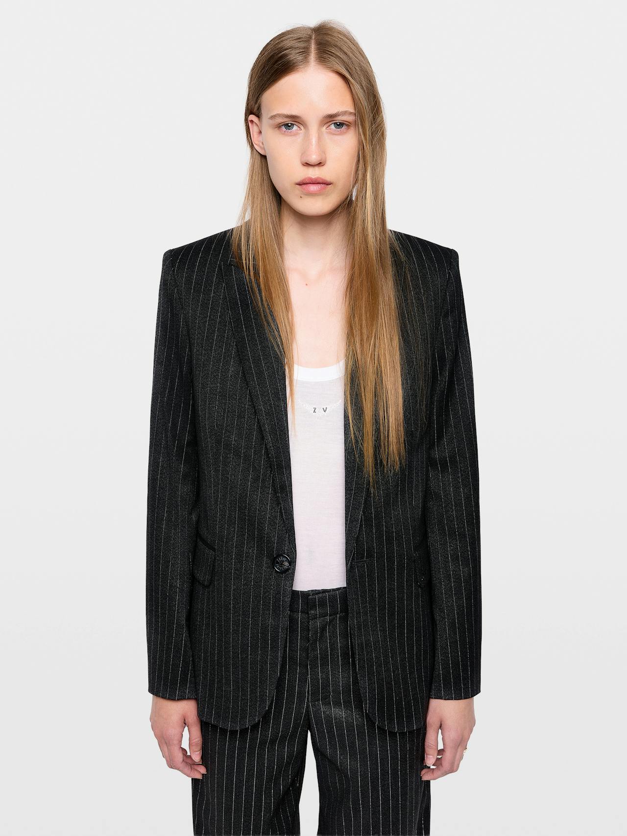 Valser Tailleur Pinstripes Blazer In Anthracite by Zadig & Voltaire - view 1