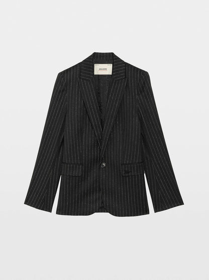 Valser Tailleur Pinstripes Blazer In Anthracite by Zadig & Voltaire - view 3