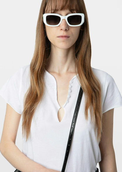 Tuni Henley Wings Strass T-Shirt In Blanc by Zadig & Voltaire - view 1