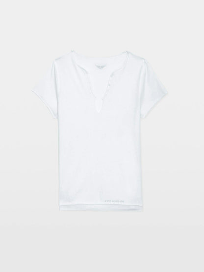 Tuni Henley Wings Strass T-Shirt In Blanc by Zadig & Voltaire - view 3