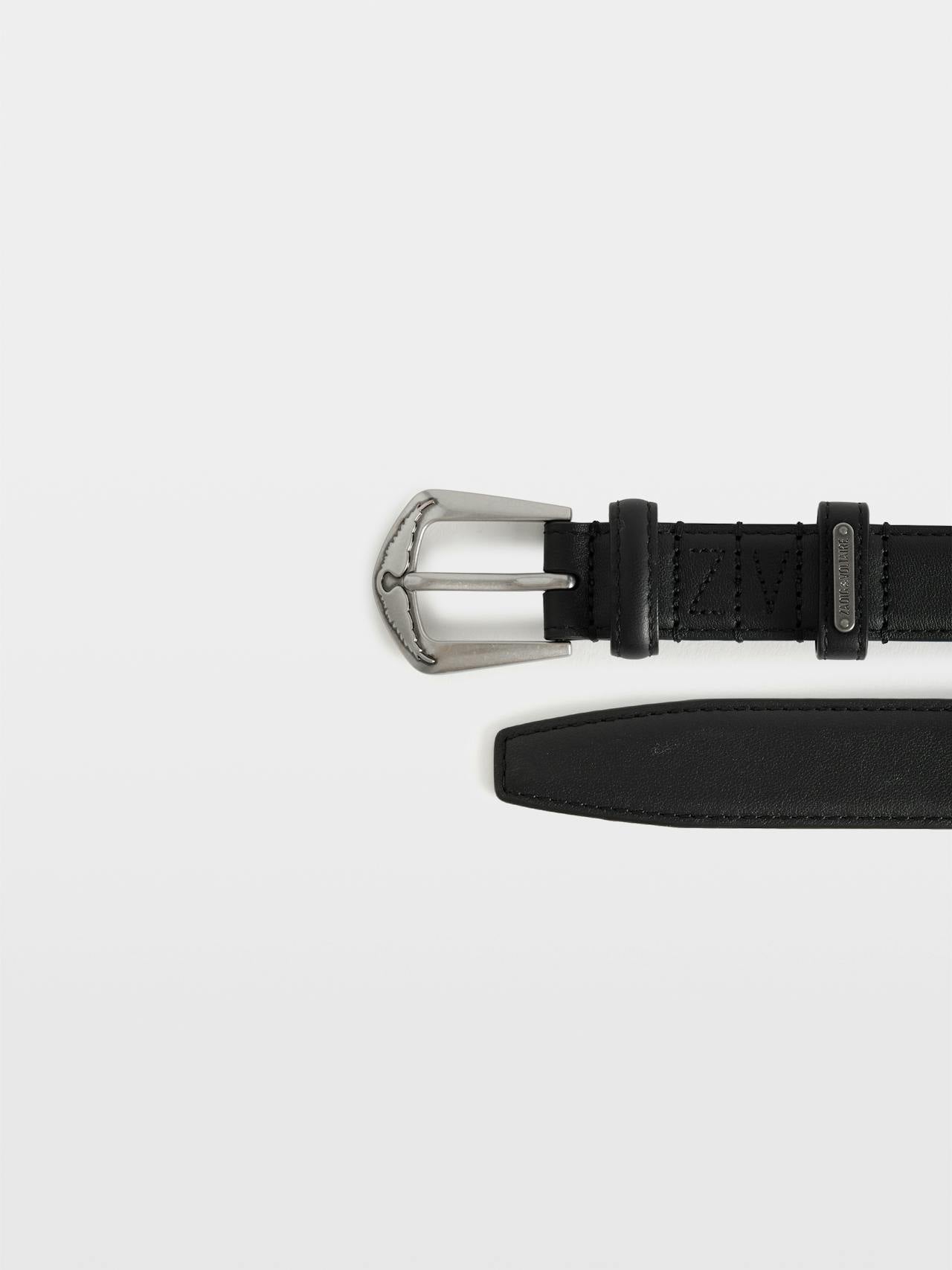 Jim 25Mm Smooth Leather Belt In Black by Zadig & Voltaire - view 2