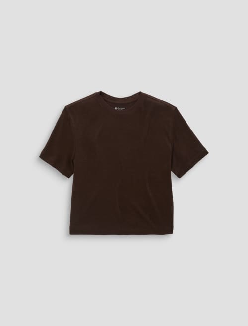 CHARLI LINEN JERSEY TOP IN OAK BARREL
