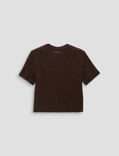 CHARLI LINEN JERSEY TOP IN OAK BARREL