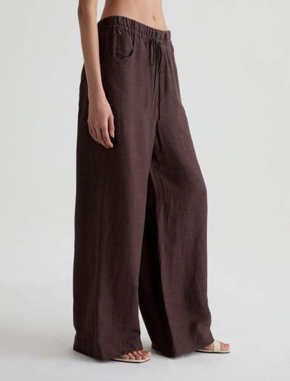 CENTURY CINCHED WIDE LEG PANT IN OAK BARREL