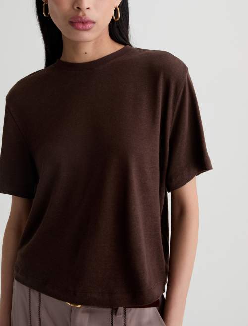 CHARLI LINEN JERSEY TOP IN OAK BARREL