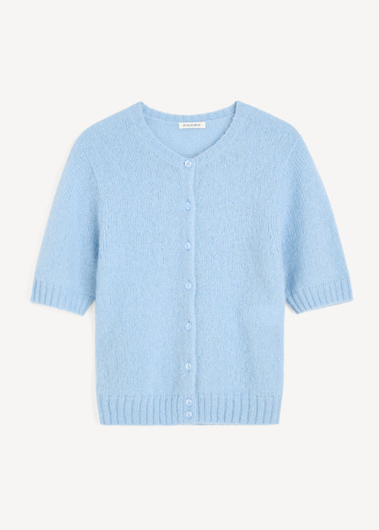 Light blue cardigan on a white background