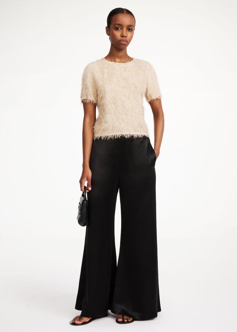 LUCEE SATIN FLARED LEG PANTS